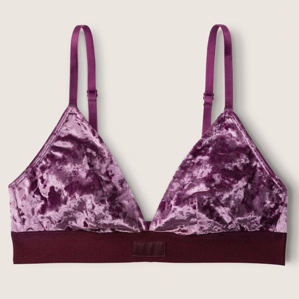 NWT XL, PINK Victoria’s Secret velvet bralette (deep purple)